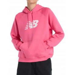 BLUZA damska NEW BALANCE z kapturem ciepła dresowa różowa XS. Czerwone bluzy New Balance, xs, bez wzorów, z dresówki, bez ramiączek, z kapturem. Za 249.00 zł.