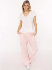 Zwillingsherz Muślinowe spodnie w kolorze jasnoróżowym rozmiar: onesize. Różowe spodnie materiałowe Zwillingsherz, bez wzorów, z bawełny. Za 82.99 zł.