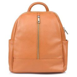 Plecak camelowy skórzany C78. Brązowe plecaki bez wzorów, ze skóry, bez dodatków. Za 329.99 zł.