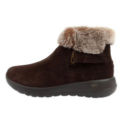 Buty Skechers On-The-Go 144041/CHOC brązowe. Brązowe botki bez wzorów, ze skóry, bez obcasa, bez zapięcia. Za 373.21 zł.
