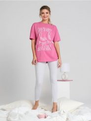 Piżama dwuczęściowa - różowy. Czerwone piżamy Sinsay, l, bez wzorów, z bawełny, bez kołnierzyka, bez ramiączek, długie. Za 49.99 zł.