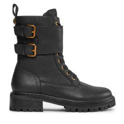Trapery Kurt Geiger. Czarne traperki Kurt Geiger, bez wzorów, bez obcasa, bez zapięcia. Za 1,389.00 zł.