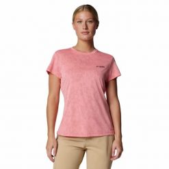 Koszulka szybkoschnąca damska Columbia Bluebird Canyon Short Sleeve Crew. Czerwone t-shirty sportowe Columbia, s, bez wzorów, bez ramiączek. Za 125.99 zł.