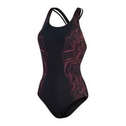 Damski 1-częściowy kostium kąpielowy z nadrukiem Speedo Calypso Shaping. Czarne stroje jednoczęściowe Speedo, bez wzorów, eleganckie. W wyprzedaży za 279.50 zł.