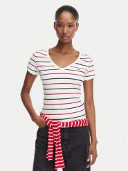 Tommy Jeans T-Shirt DW0DW17385 Biały Slim Fit. Białe t-shirty Tommy Jeans, l, bez wzorów, z bawełny, bez kołnierzyka, bez ramiączek. Za 149.99 zł.