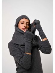 AUTHENTIC CASHMERE Kaszmirowe mankiety "Serre" w kolorze antracytowym rozmiar: onesize. Czarne rękawiczki AUTHENTIC CASHMERE, bez wzorów, z kaszmiru. Za 166.49 zł.