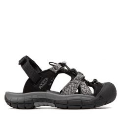 Sandały Keen. Czarne sandały Keen, bez wzorów, sportowe, bez obcasa, bez zapięcia. Za 499.99 zł.