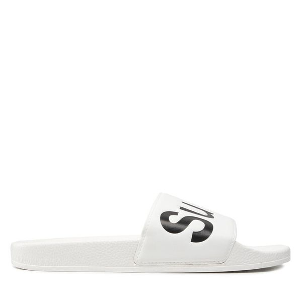 Klapki Superga. Białe klapki Superga, bez wzorów, bez obcasa, bez zapięcia. Za 79.99 zł.