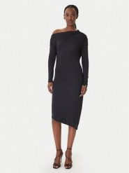 Patrizia Pepe Sukienka koktajlowa 8A1606/J37-K103 Czarny Regular Fit. Czarne sukienki Patrizia Pepe, bez wzorów, z syntetyku, wizytowe, bez kołnierzyka, bez ramiączek. Za 1,159.00 zł.