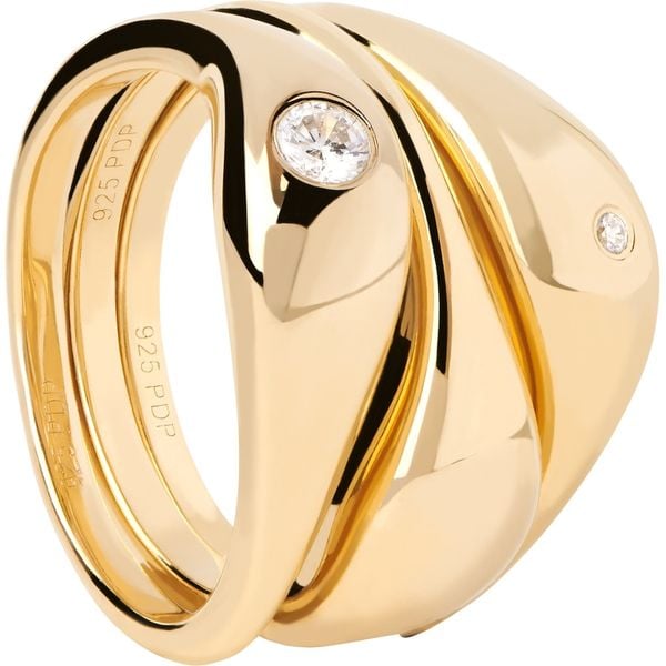 P D Paola Pierścionek P D Paola The New Essentials - pozłacany i 925 sterling silver i srebro Pierścionki 1 ct Damski. Szare pierścionki P D Paola, z cyrkonią, pozłacane. Za 562.99 zł.