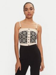 Elisabetta Franchi Top TK-33B-47E2-V280 Kolorowy Regular Fit. Topy Elisabetta Franchi, bez wzorów, z syntetyku, bez kołnierzyka, bez ramiączek. Za 839.99 zł.