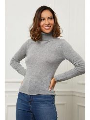 Soft Cashmere Kaszmirowy golf w kolorze szarym rozmiar: 38. Szare swetry Soft Cashmere, bez wzorów, z kaszmiru, klasyczne, bez ramiączek. Za 281.76 zł.