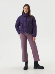 Kurtka pikowana - fioletowy. Fioletowe kurtki Sinsay, l, bez wzorów, z puchu, eleganckie, bez kaptura. Za 119.99 zł.