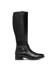 Geox Kozaki D Felicity D46G1C 043NH C9999 Czarny. Czarne kozaki Geox, bez wzorów, z materiału, bez obcasa, na płaskiej podeszwie, bez zapięcia. Za 899.99 zł.