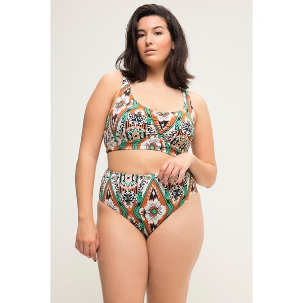 Damskie Figi od bikini wysoki stan print na całej powierzchni. Brązowe bikini Ulla Popken, bez wzorów, z elastanu. Za 93.99 zł.