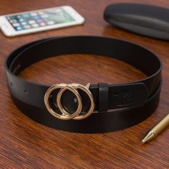 Pasek skórzany BELTIMORE czarny B02 r.80-95 cm. Czarne paski bez wzorów. Za 49.99 zł.