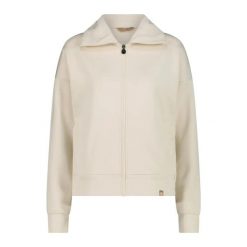 Bluza zippowana z modalu z satynowym wykończeniem damska CMP. Białe bluzy CMP, xs, bez wzorów, z satyny, eleganckie, bez ramiączek, bez kaptura. Za 312.50 zł.
