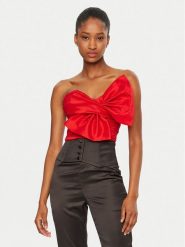 BARDOT Top 59744TB Czerwony Slim Fit. Czerwone topy Bardot, bez wzorów, z syntetyku, bez kołnierzyka, bez ramiączek. Za 369.99 zł.
