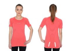 Koszulka damska krótki rękaw Brubeck Athletic koralowy S SS11080. Brązowe t-shirty sportowe Brubeck, m, bez wzorów, z poliamidu, bez ramiączek, do biegania. Za 109.00 zł.