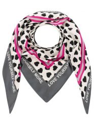 Zwillingsherz Chusta trójkątna "Hearts Allover" w kolorze szaro-czarno-białym - 138 x 68 cm rozmiar: onesize. Białe chusty Zwillingsherz, bez wzorów, z materiału. Za 109.26 zł.
