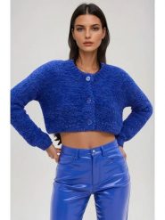 Monki Kardigan w kolorze niebieskim rozmiar: XS. Niebieskie swetry Monki, xs, bez wzorów, bez ramiączek. Za 43.99 zł.