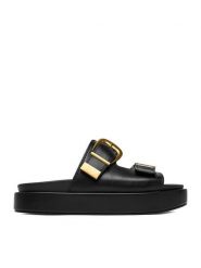 DeeZee Klapki CEO-HY86733-1 Czarny. Czarne klapki DeeZee, bez wzorów, ze skóry, bez obcasa, bez zapięcia. Za 149.99 zł.