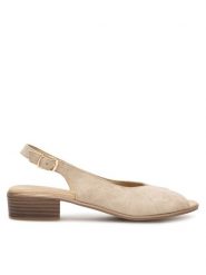 Go Soft Sandały WI23-LUCY-04 Beżowy. Brązowe sandały GO SOFT, bez wzorów, ze skóry, bez obcasa, na płaskiej podeszwie, bez zapięcia. Za 169.99 zł.
