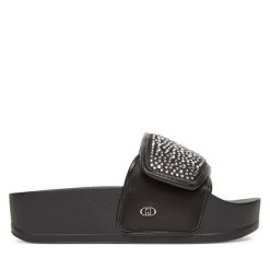 Klapki Liu Jo. Czarne klapki Liu Jo, bez wzorów, bez obcasa, bez zapięcia. Za 199.99 zł.