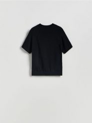 Gładki sweter - czarny. Czarne swetry Reserved, l, bez wzorów, z dzianiny, bez ramiączek. Za 79.99 zł.