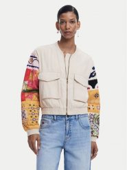 Desigual Kurtka bomber Austin 25SWEW51 Beżowy Regular Fit. Brązowe kurtki Desigual, xs, bez wzorów, z wiskozy, bez kaptura. Za 679.99 zł.