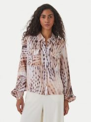 Guess Koszula W6GH22 W1789 Beżowy Regular Fit. Brązowe koszule Guess, xl, z aplikacjami, z lyocellu, bez kołnierzyka, bez ramiączek. Za 524.99 zł.