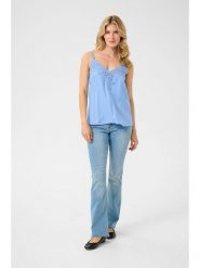 Cream Top "Anna" w kolorze błękitnym rozmiar: 46. Niebieskie topy Cream, bez wzorów, z koronki, bez kołnierzyka, bez ramiączek. Za 66.00 zł.