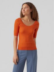 Vero Moda Sweter Estela 10277850 Pomarańczowy Slim Fit. Brązowe swetry Vero Moda, l, bez wzorów, z syntetyku, bez ramiączek. Za 169.99 zł.