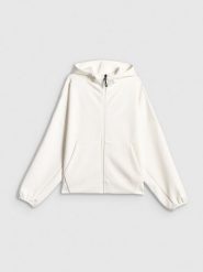 4F Bluza dresowa regular z kapturem damska - biała XS. Białe bluzy 4f, xs, bez wzorów, z dresówki, klasyczne, bez ramiączek, z kapturem. Za 199.99 zł.