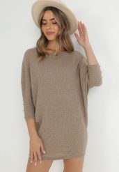 Beżowa Tunika Mehida. Brązowe tuniki Born2be, m, bez wzorów, z dzianiny, bez kołnierzyka, bez ramiączek. W wyprzedaży za 89.99 zł.