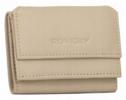 Portfel damski Rovicky R-18-LFN beżowy. Brązowe portfele ROVICKY, bez wzorów, ze skóry. Za 33.75 zł.