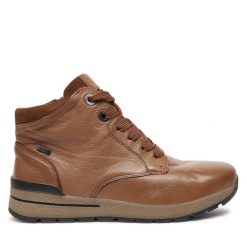 Botki Caprice. Brązowe botki Caprice, bez wzorów, bez obcasa, na płaskiej podeszwie, bez zapięcia. Za 249.99 zł.