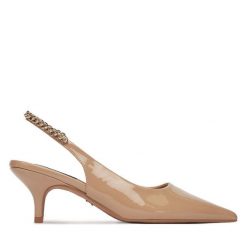 Czółenka Nine West. Brązowe czółenka Nine West, bez wzorów, bez obcasa, bez zapięcia. Za 229.99 zł.