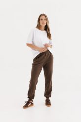 LEKKIE SPODNIE CELINE CZEKOLADOWE XS - Flawless. Brązowe spodnie dresowe Flawless, bez wzorów, z bawełny, klasyczne. Za 272.00 zł.