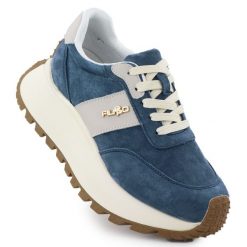 Skórzane buty na grubej platformie niebieskie Filippo DP6785. Niebieskie buty treningowe bez wzorów, bez zapięcia. Za 453.58 zł.