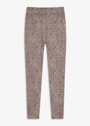 Legginsy ocieplane. Brązowe legginsy bonprix, bez wzorów. Za 49.99 zł.