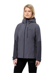 Jack Wolfskin Kurtka przeciwdeszczowa "Eagle Peak" w kolorze szarym rozmiar: L. Szare kurtki przeciwdeszczowe Jack Wolfskin, l, bez wzorów, z materiału, bez kaptura, outdoorowe. Za 344.21 zł.