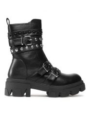 DeeZee Trzewiki WS5598-24 Czarny. Czarne botki DeeZee, bez wzorów, ze skóry, bez obcasa, na płaskiej podeszwie, bez zapięcia. Za 159.99 zł.