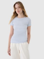 4F T-shirt slim z modalem damski - niebieski XS. Niebieskie t-shirty 4f, xs, bez wzorów, z bawełny, klasyczne, bez kołnierzyka, bez ramiączek. W wyprzedaży za 39.99 zł.