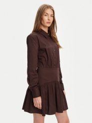 STAUD Sukienka koszulowa Rocco R25S2112PO Brązowy Regular Fit. Brązowe sukienki STAUD, s, bez wzorów, z bawełny, bez kołnierzyka, bez ramiączek, koszulowe. Za 1,269.00 zł.