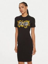 Versace Jeans Couture Sukienka codzienna 77HAOE05 CJ02E Czarny Slim Fit. Czarne sukienki Versace Jeans Couture, na co dzień, s, bez wzorów, z bawełny, bez kołnierzyka, bez ramiączek, proste. Za 369.99 zł.