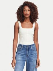 Guess Top W6YZ08 Z0979 Kremowy Slim Fit. Białe topy Guess, xl, z aplikacjami, z syntetyku, bez kołnierzyka, bez ramiączek. Za 214.99 zł.