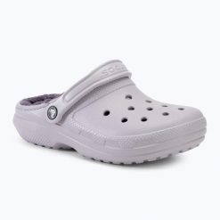 Klapki Crocs Classic Lined Clog. Szare klapki Crocs, bez wzorów, bez obcasa, bez zapięcia. Za 229.99 zł.
