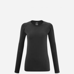 Koszulka termoaktywna damska MILLET Drynamic Soft Ls Tee W. Czarne t-shirty sportowe Millet, m, bez wzorów, z dzianiny, bez ramiączek, trekkingowe. Za 239.00 zł.