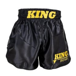 Szorty do boksu tajskiego King Pro Boxing Revo 2. Czarne szorty sportowe KING PRO BOXING, bez wzorów, z satyny, na fitness i siłownię. Za 224.50 zł.